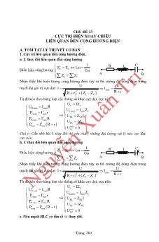 Luyện thi Tốt nghiệp THPT môn Vật lý Chủ đề 13 Cực trị điện xoay chiều liên quan đến cộng hưởng điện - Nguyễn Xuân Trị